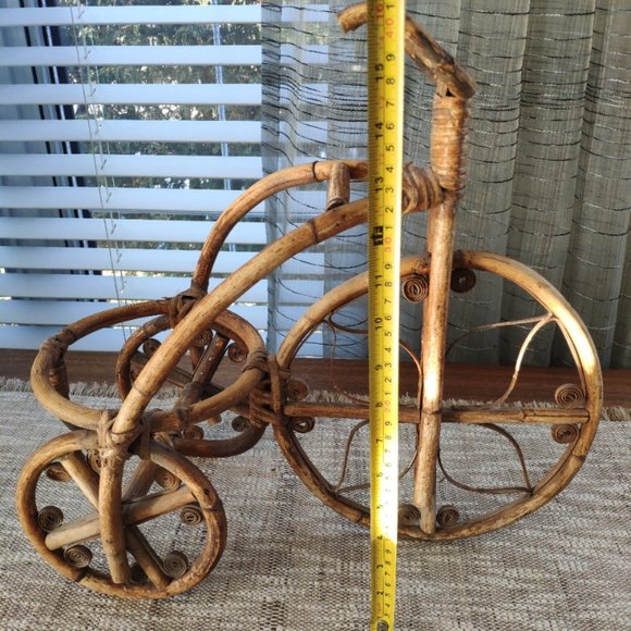Bamboo Large Tricycle Big Wheel Vintage Plant Stand 17" - Picture 11 of 13